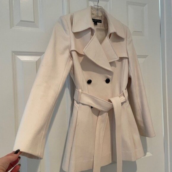 Via Spiga Winter White Peplum Belted Wool Coat – Sz 2 - Picture 2 of 15